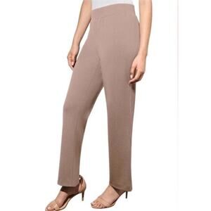 Ming Wang Size XL Beige Pull-On Straight Leg Stretch Crepe Dress Pants NWT $170